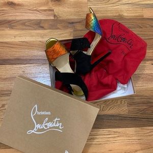 Size 9 Authentic Louboutin Heels with multicolor animal skin